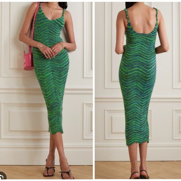 Isa Boulder BodyCurl Knit Stretch Ribbed Midi Dress in Aquarium Size XS NWT - Picture 1 of 6